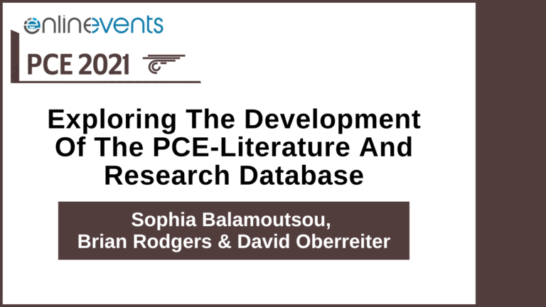 Exploring The Development Of The PCE-Literature And Research Database – Sophia Balamoutsou, Brian Rodgers & David Oberreiter