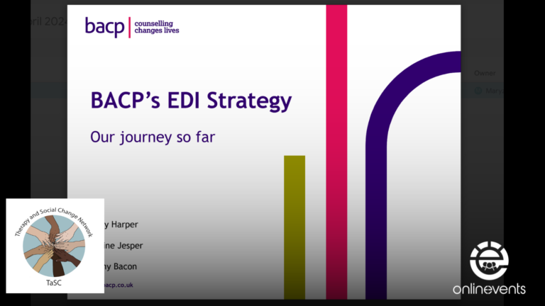 BACP’s EDI Strategy Our Journey so Far – Steve Rattray, Bryony Harper, Jeremy Bacon, and Caroline Jesper (1)