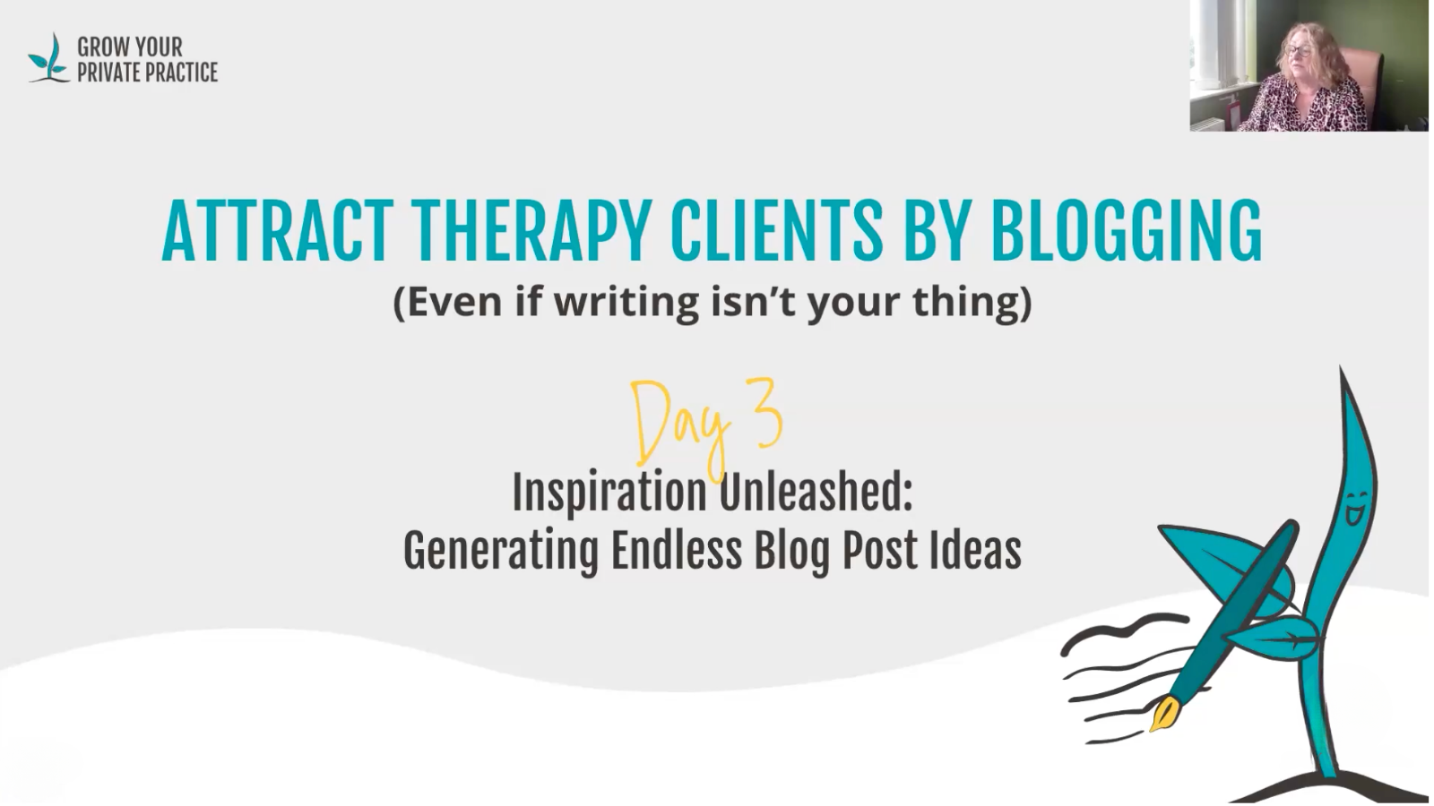 Attract Therapy Clients by Blogging (Even if Writing Isn’t Your Thing) Part 3 Workshop with Jane Travis